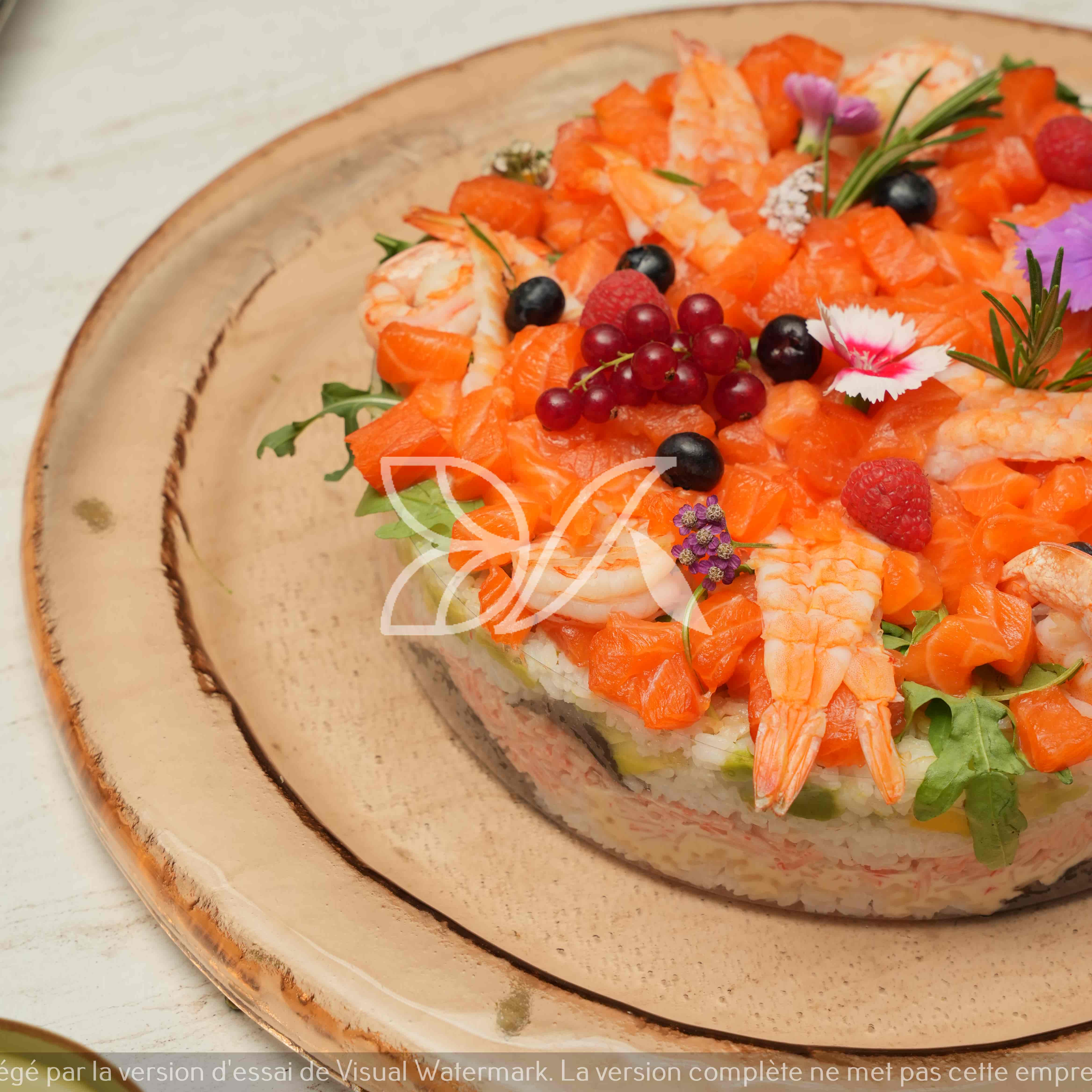 Crab Salmon sushi cake