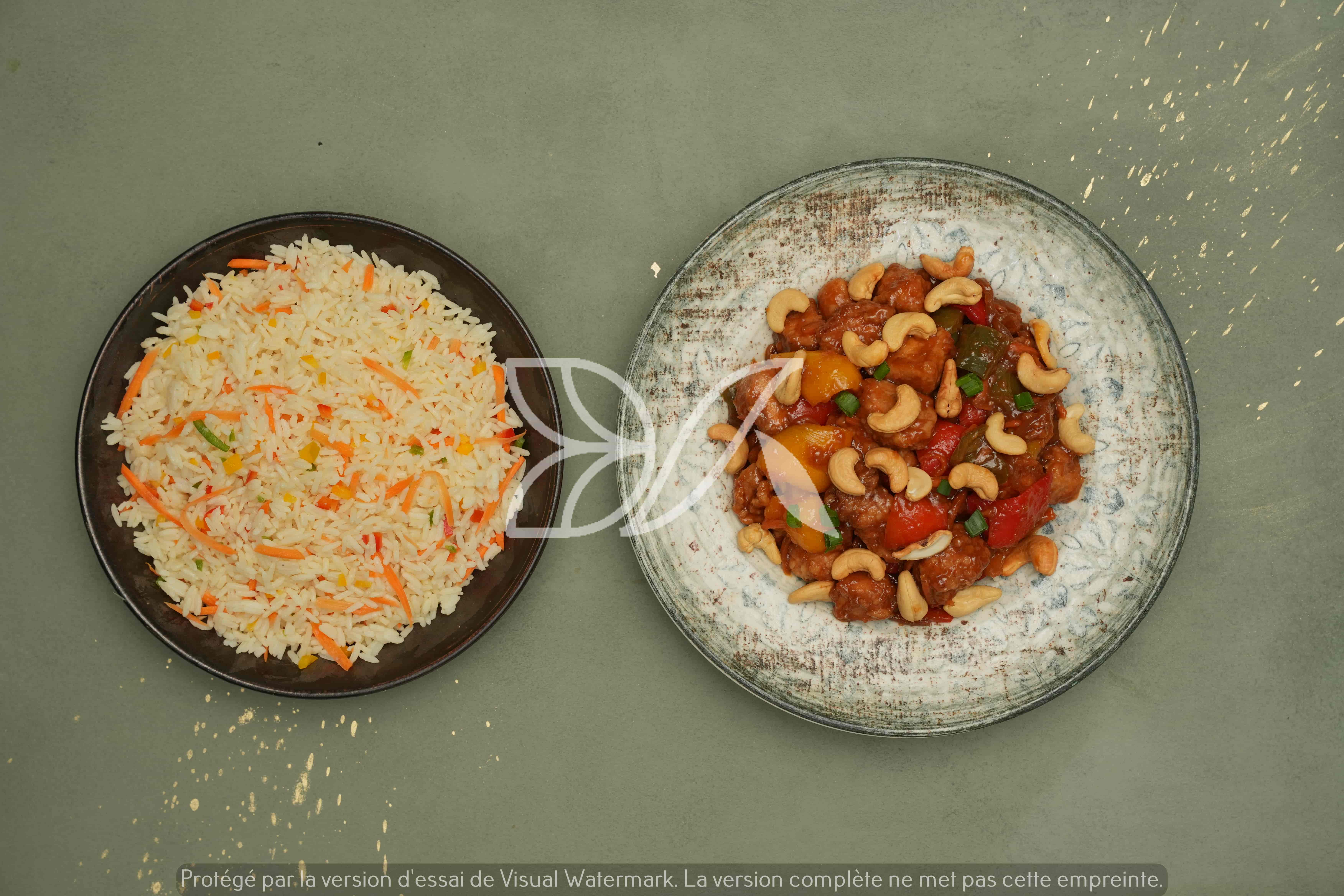 Chicken cashew nuts with rice